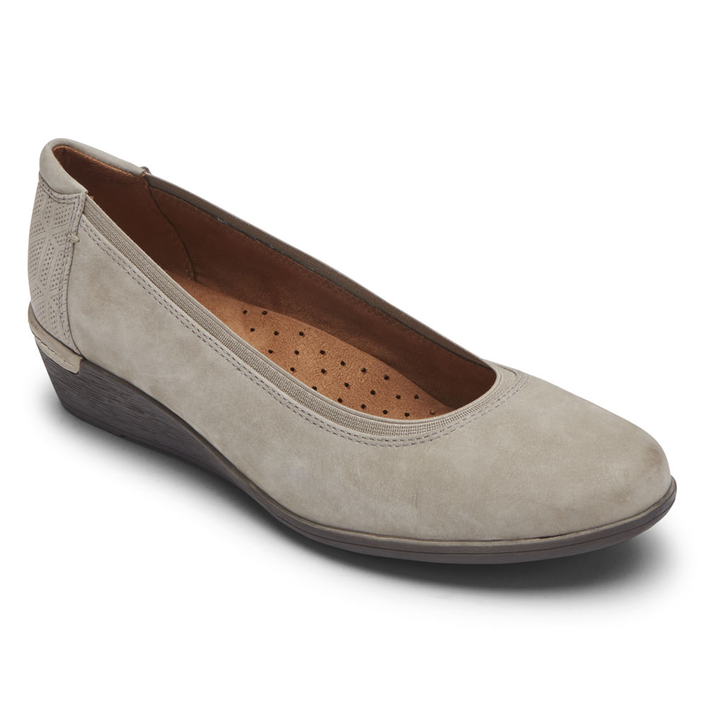 Pumps Rockport Mujer Mexico - Cobb Hill Devyn Wedge Grises - HJQZK1352